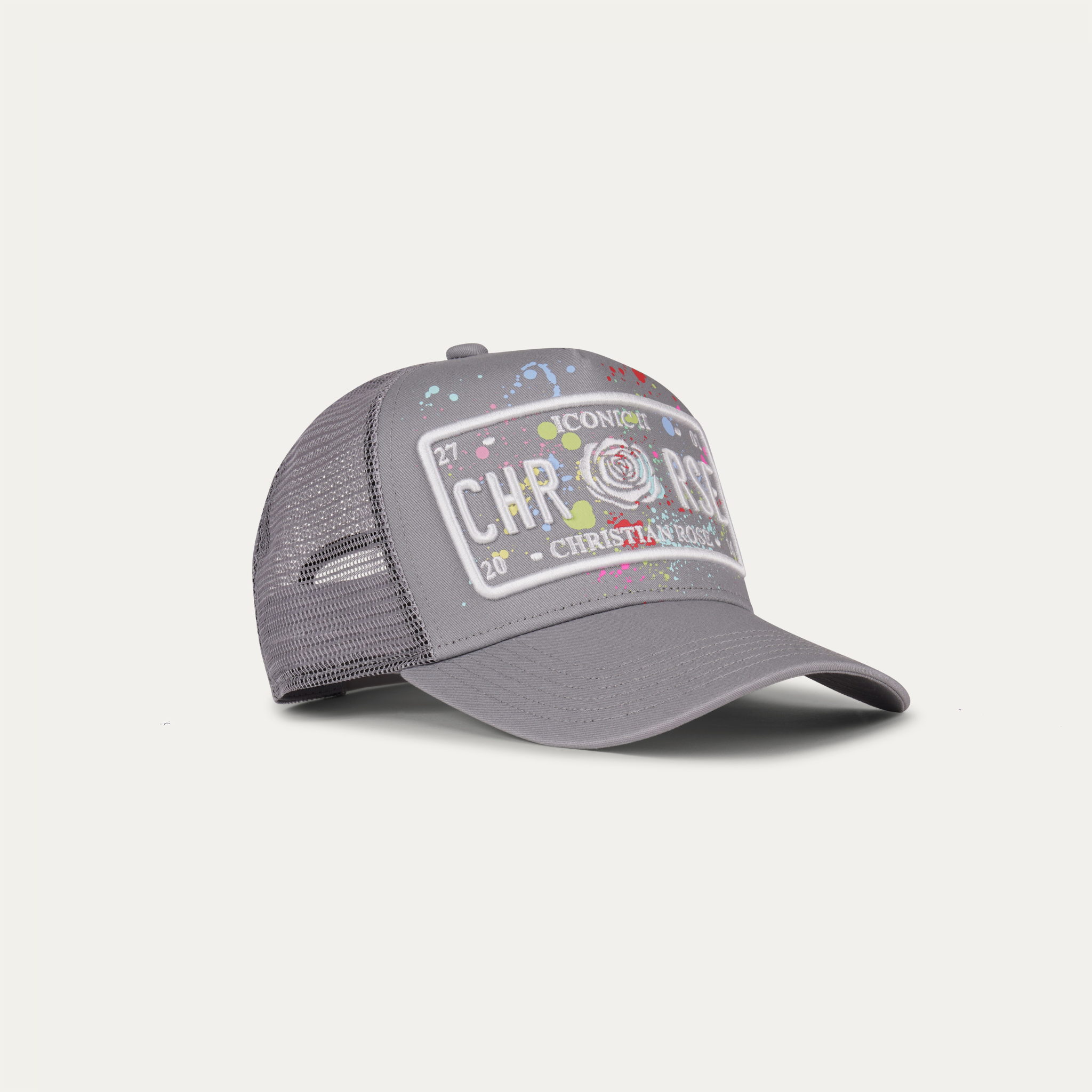 Grey Paint Splat Trucker Cap | Christian Rose | Iconic II