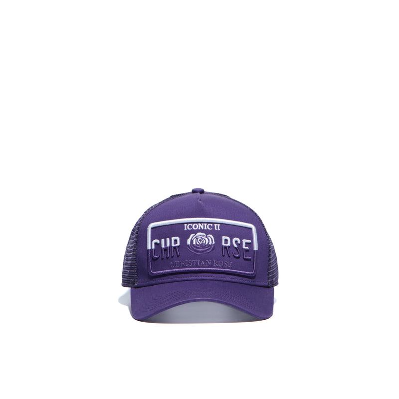 Purple / White Trucker Cap - [Horizontal 50/50] - Christian Rose