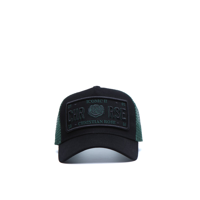 Black / Vintage Green Trucker Cap - [Iconic II] - Christian Rose