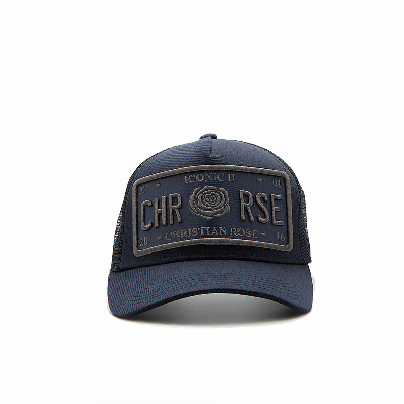 Navy Vinyl Trucker Cap - [Iconic II] - Christian Rose