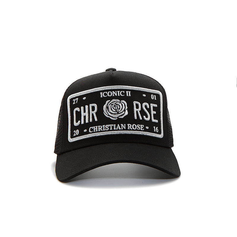 Black / Silver Trucker Cap - [Iconic II] - Christian Rose