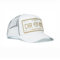 White / Gold Trucker Cap - [Iconic II] - Christian Rose