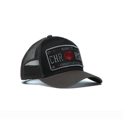 Grey / Black / Red Trucker Cap - [RED ROSE ICONIC II] - Christian Rose