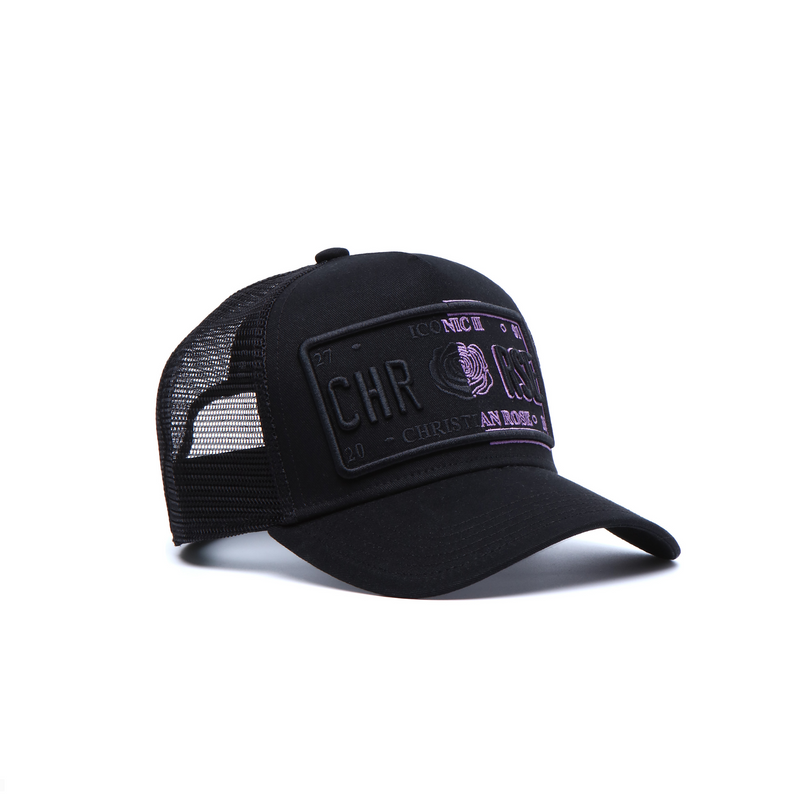 Black / Purple Trucker Cap - [50 / 50 ICONIC II] - Christian Rose