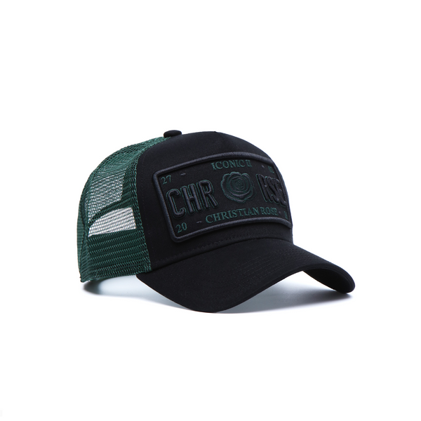 Black / Vintage Green Trucker Cap - [Iconic II] - Christian Rose