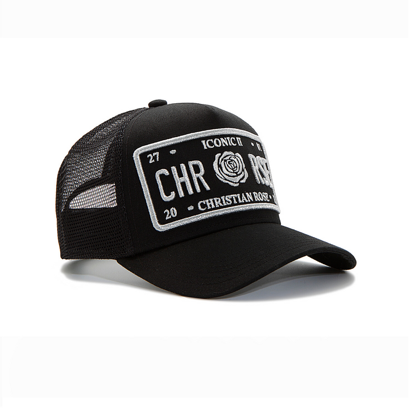 Black / Silver Trucker Cap - [Iconic II] - Christian Rose